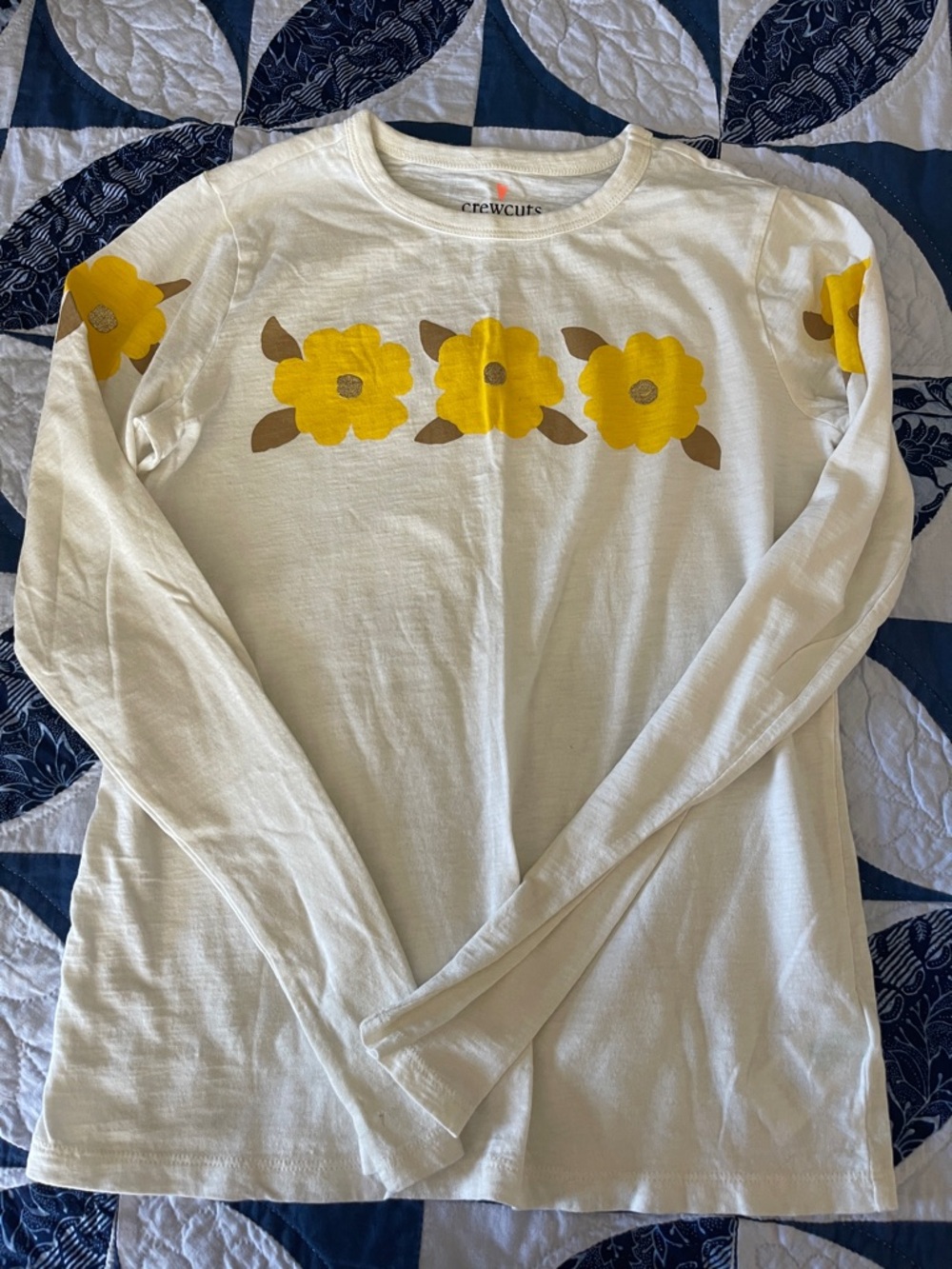 Crewcuts Cream Long-Sleeve Tee with Yellow Flower Motif